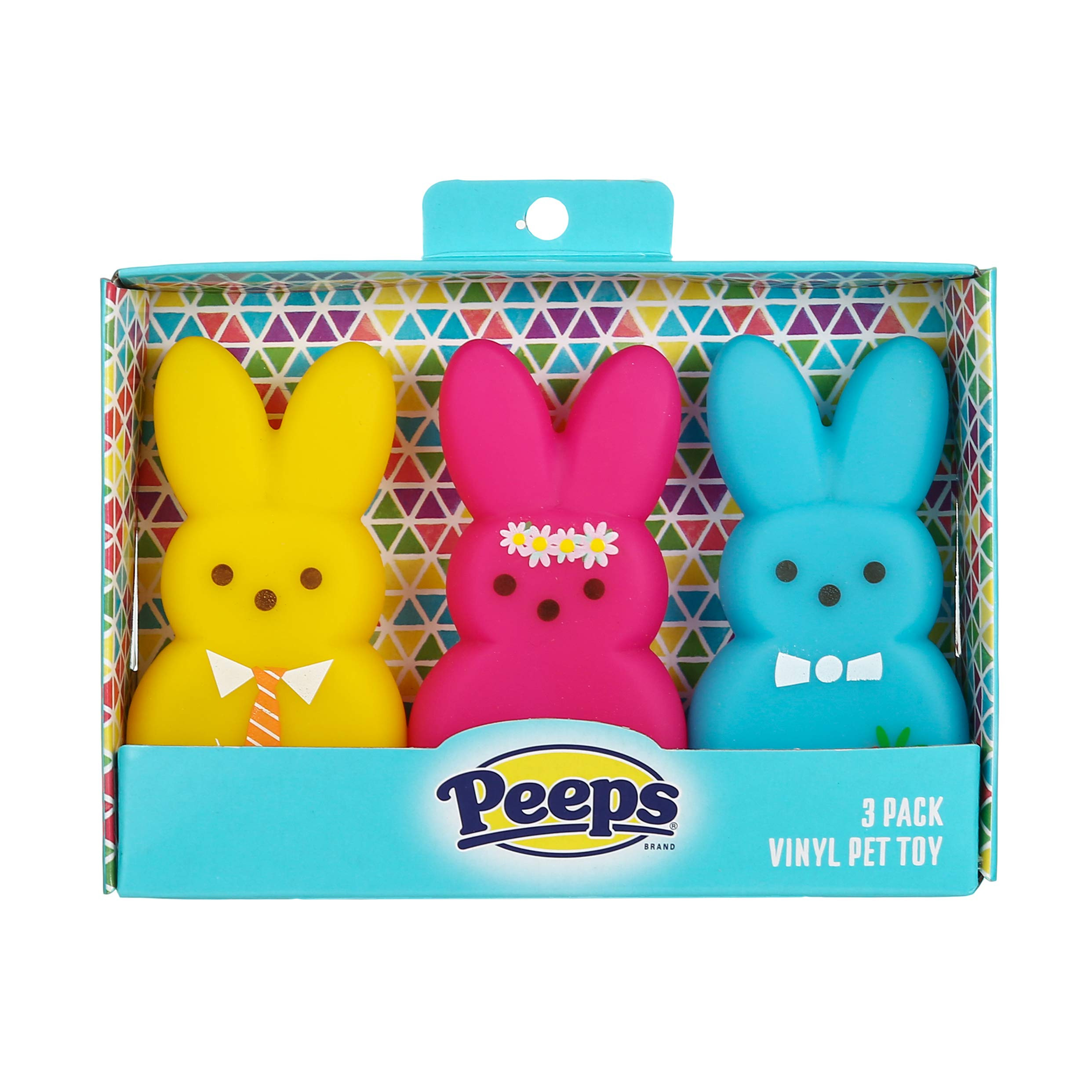 Peeps for Pets 3 Piece Dress-Up Bunnies Vinyl Dog Toys Yellow, Pink, Blue 4 inch Plastic Squeaky ... | Amazon (US)