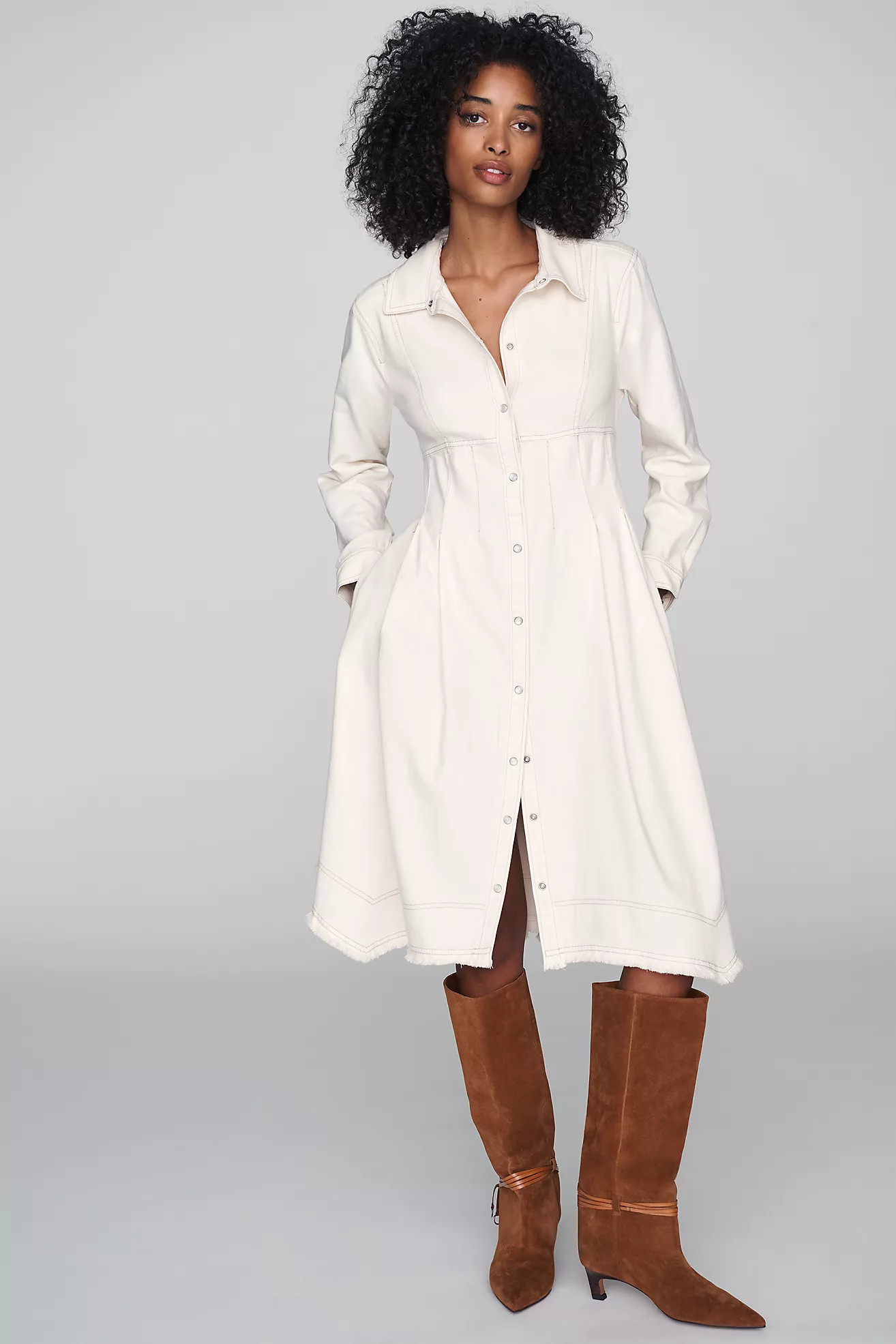 Pilcro Denim Waisted Midi Shirtdress | Anthropologie (US)
