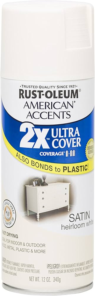 Rust Oleum 280719 American Accents Ultra Cover 2X Spray Paint, Satin Heirloom White, 12-Ounce | Amazon (US)