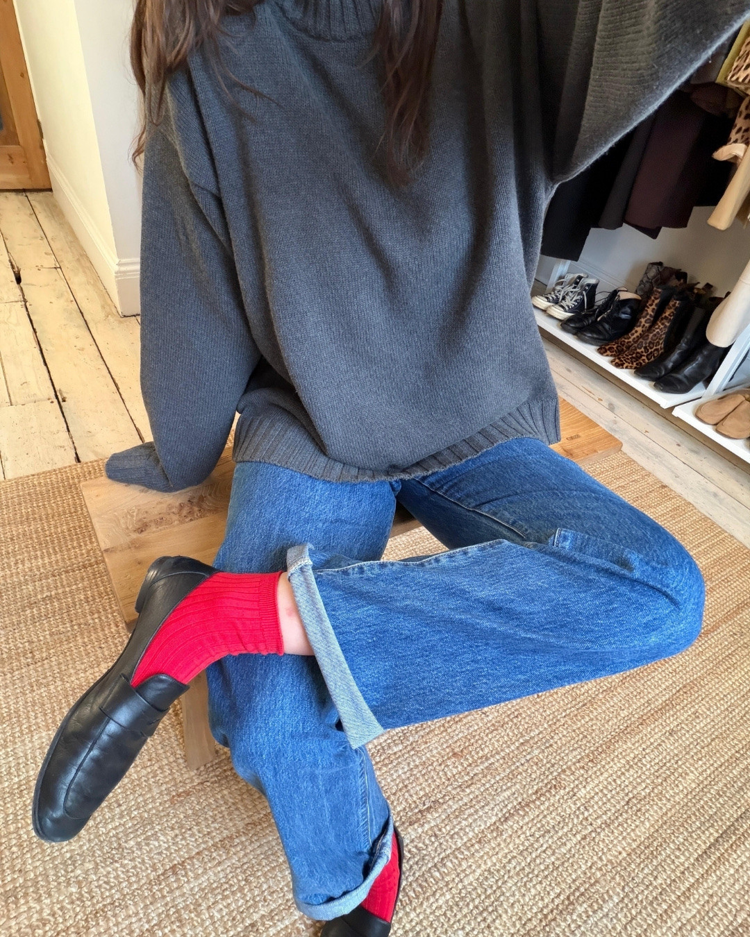 Styling my favourite Arket grey jumper with a pop of red from my Pairs socks

#LTKwinter #LTKstyletip