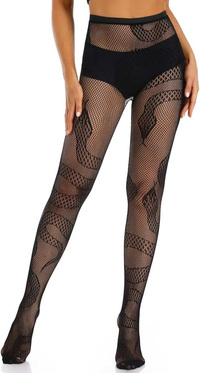 Buitifo Women Sexy Tights Patterned Fishnet Stockings Thigh High Pantyhose Leggings | Amazon (US)