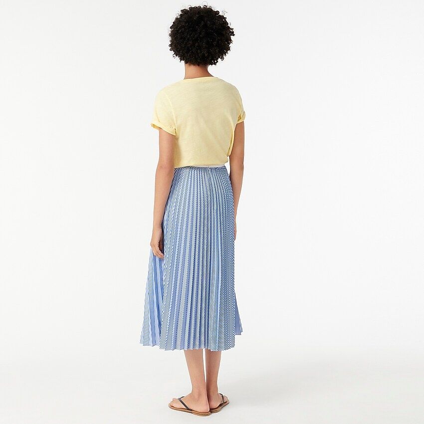 Pleated midi skirt in stripe | J.Crew US