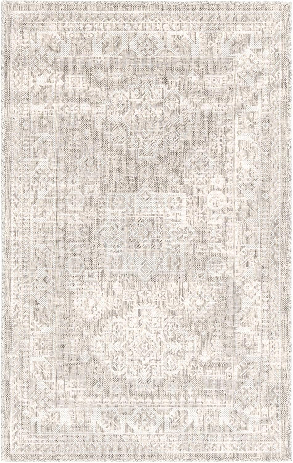 Rugs.com Outdoor Aztec Collection Rug – 3' x 5' Light Gray Flatweave Rug Perfect for Living Roo... | Amazon (US)