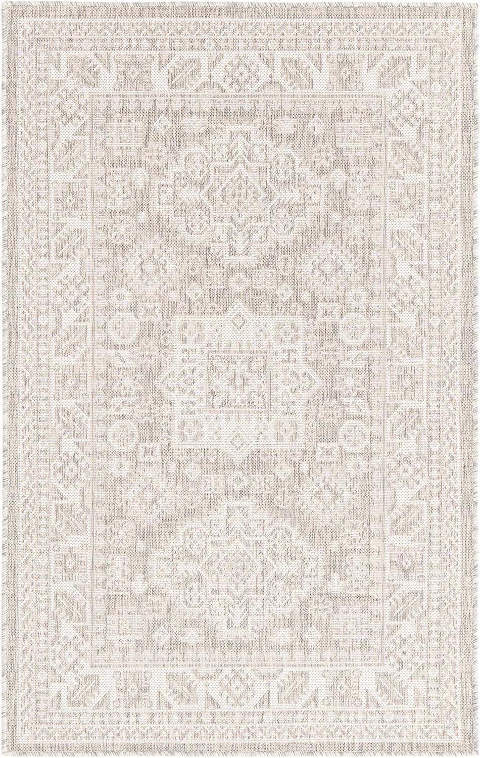 Rugs.com Outdoor Aztec Collection Rug – 3' x 5' Light Gray Flatweave Rug Perfect for Living Roo... | Amazon (US)