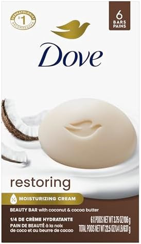 Dove Beauty Bar Soap Restoring Coconut & Cocoa Butter 6 Count for Restored Skin, Nourishes Skin 3... | Amazon (US)