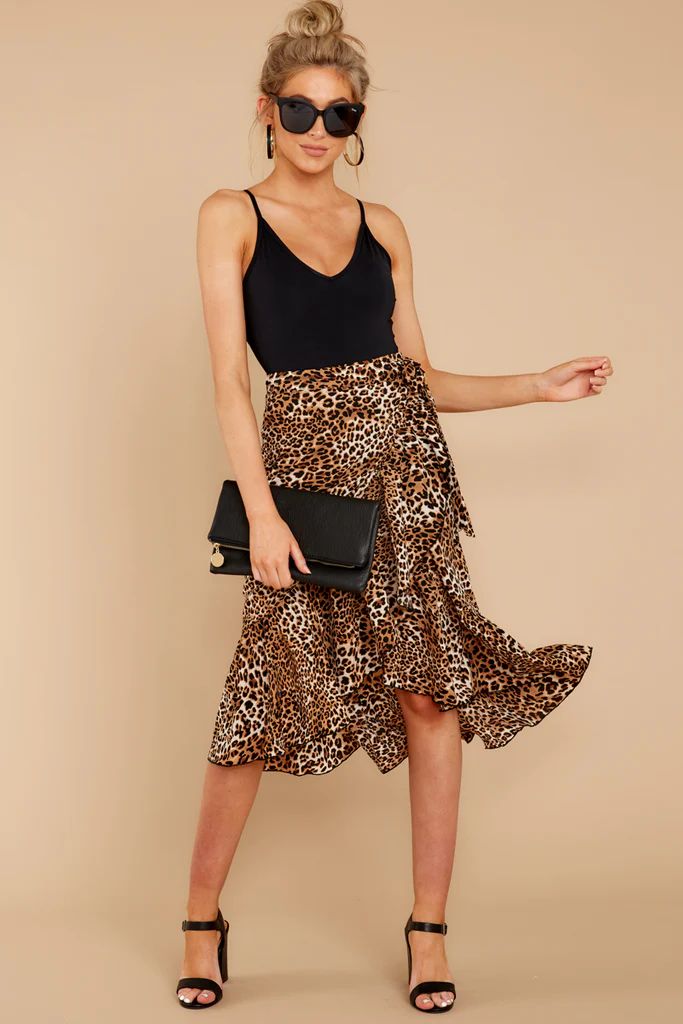 Pace Set Leopard Print Wrap Midi Skirt | Red Dress 