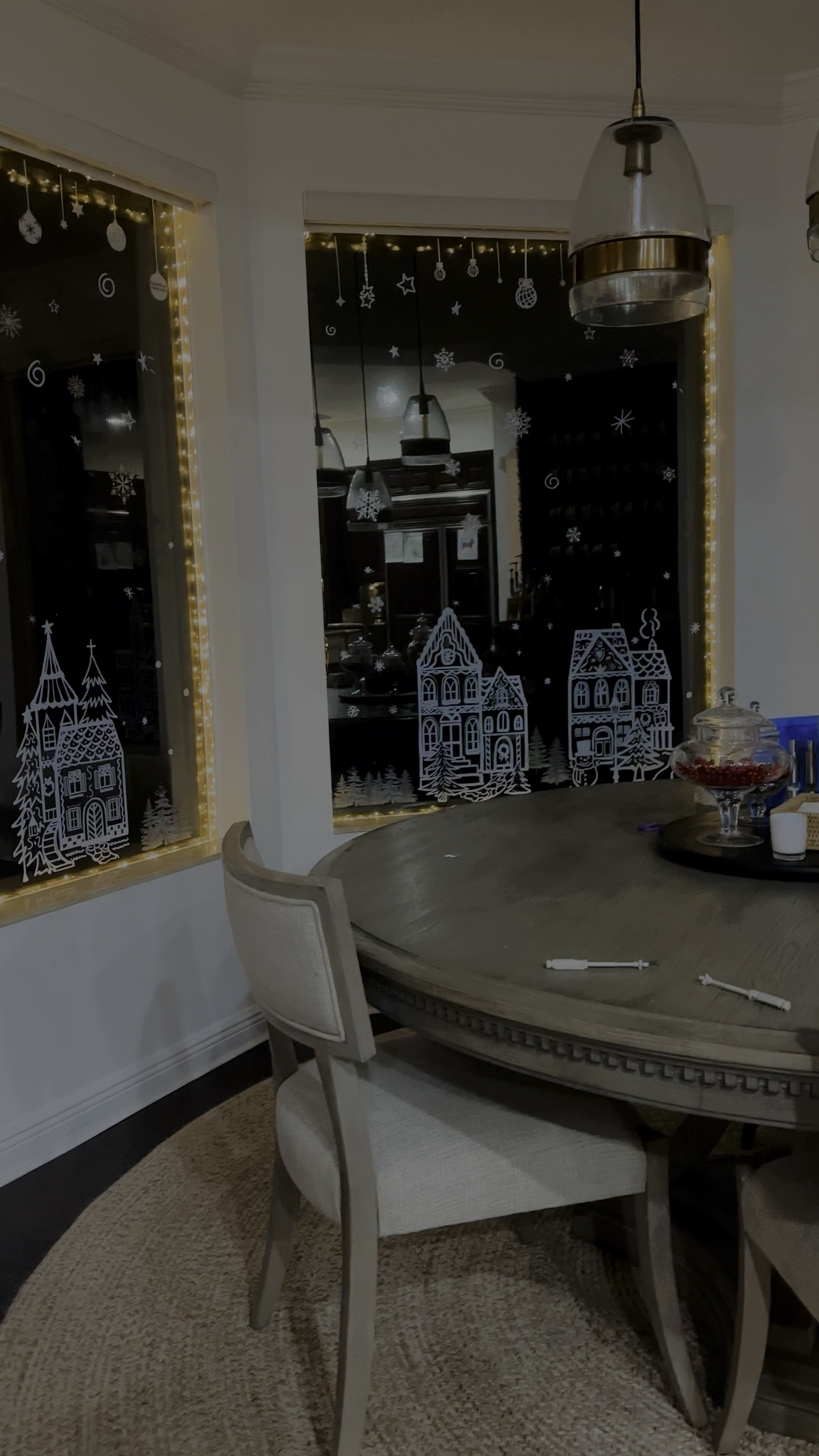 Christmas window decals • easy Christmas decorations • fairy lights • battery operated remote control lights • 

#LTKSeasonal #LTKHoliday #LTKHome