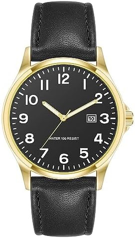 Amazon Essentials Men's Easy to Read 42mm Leather Band Analog Watch | Amazon (US)