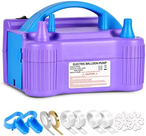 Balloon Pump Electric Balloon Inflator Dual Nozzle Air Pump for Latex Balloons with 10 Pack Balloon  | Amazon (US)