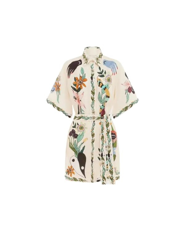 Women's Floral Mini Dress Y2k Short Sleeve Shirt Dress Cute Colorful Graffiti Graphic A-Line Lace... | Amazon (US)