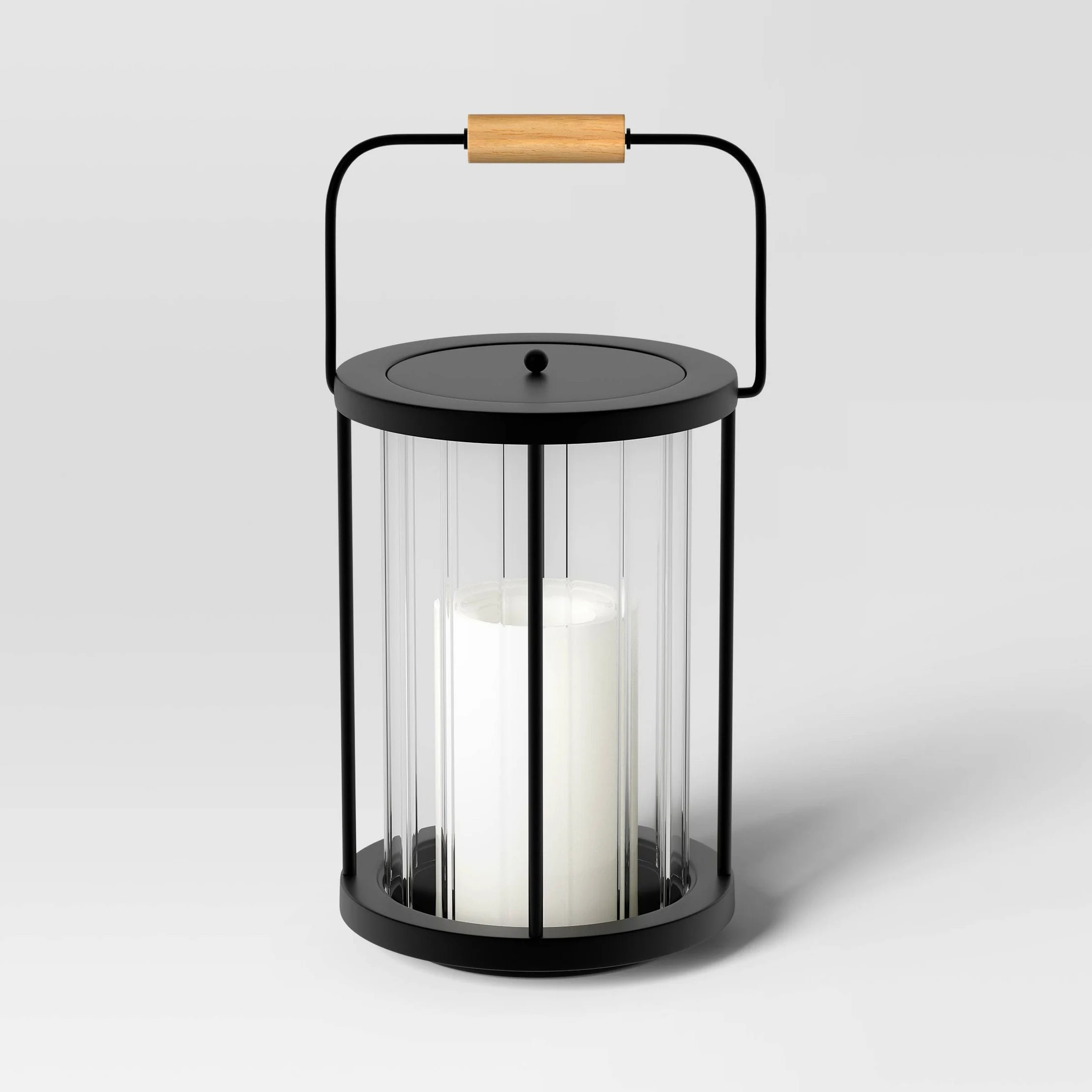 9.25" Black Metal and Glass Battery LED Outdoor Lantern Clear/Black | Walmart (US)