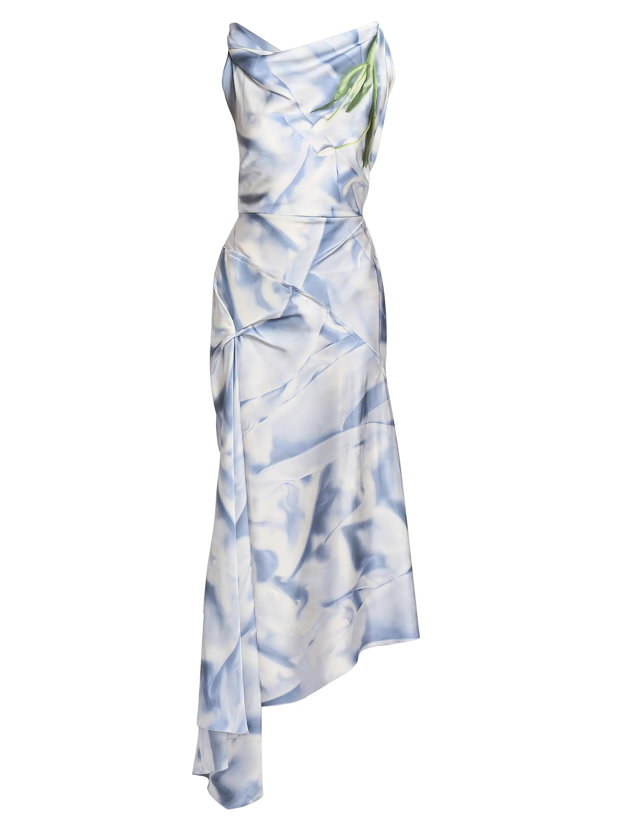 Asymmetric Printed Satin Draped Midi-Dress | Saks Fifth Avenue