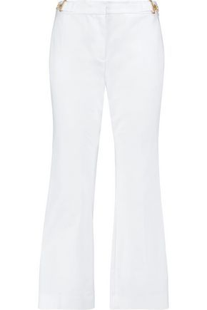 Michael Michael Kors Woman Cropped Cotton-blend Flared Pants White Size 4 | The Outnet Global