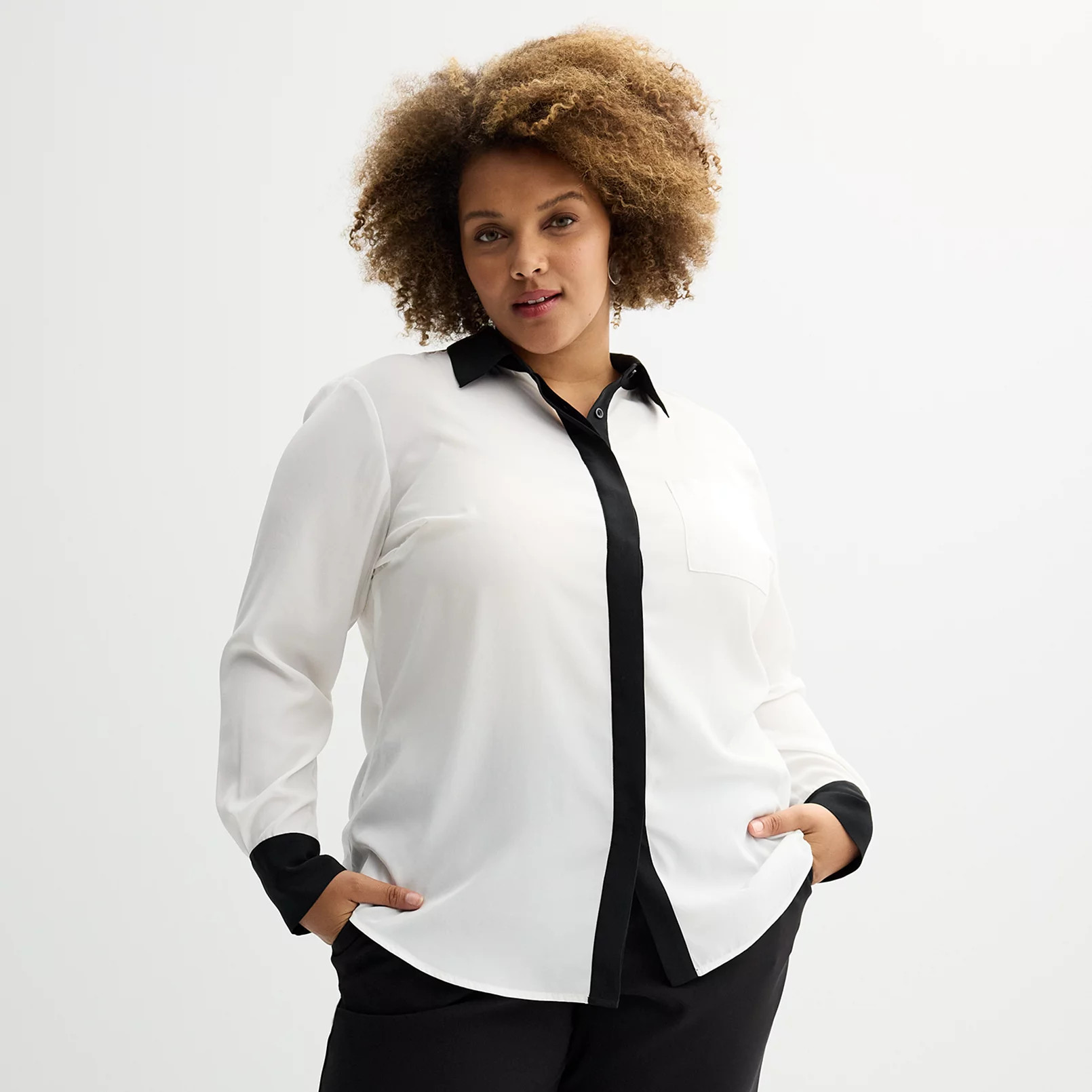 Plus Size Nine West Drapey Button Down Shirt | Kohl's