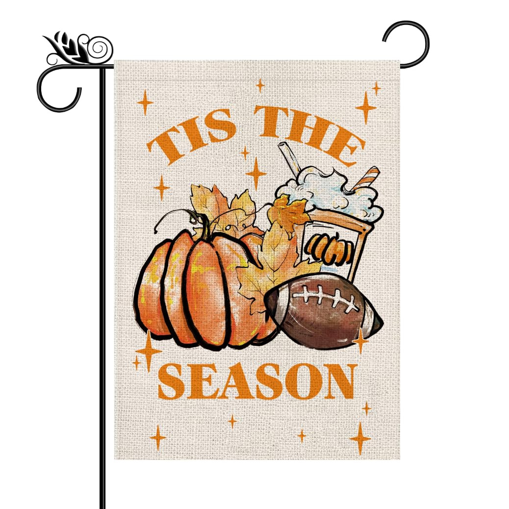 GPGHE Fall Garden Flag Football Pumpkin Leaves Double Sided Outside Vertical Rustic Autumn Season... | Amazon (US)