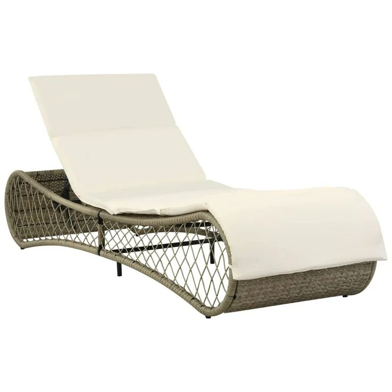 Kecheer Outdoor Chaise Lounges with Cushion Poly Rattan Gray - Walmart.com | Walmart (US)