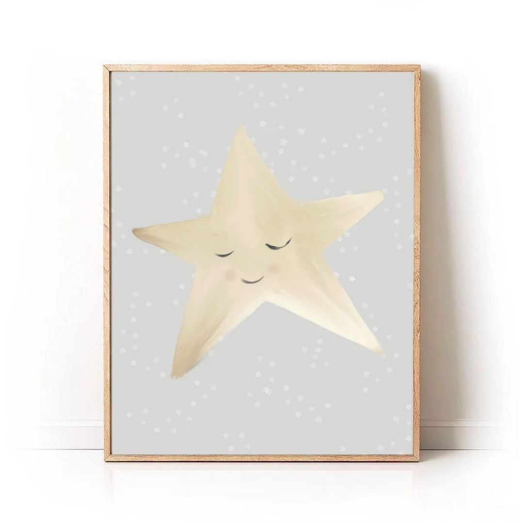 Little Star Print, Neutral Nursery Artwork, Stars and Moon Nursery Art Print, Baby Nursery Wall A... | Etsy (US)