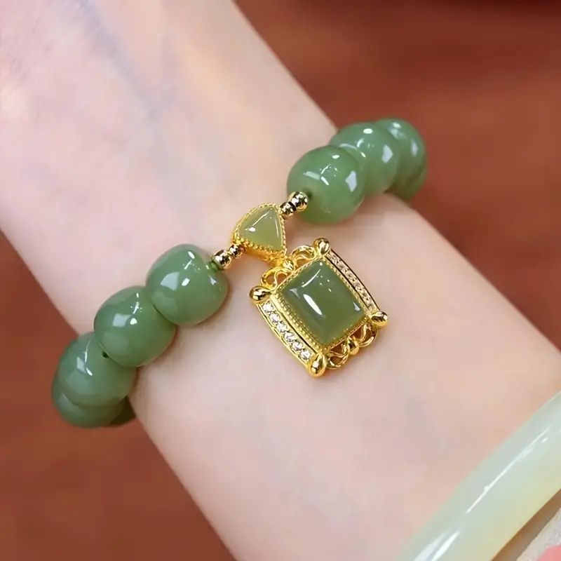 Local warehouseElegant Jade Bracelet, Retro Bracelet, With 18K Gold-plated Pendant To Enhance You... | Temu Affiliate Program