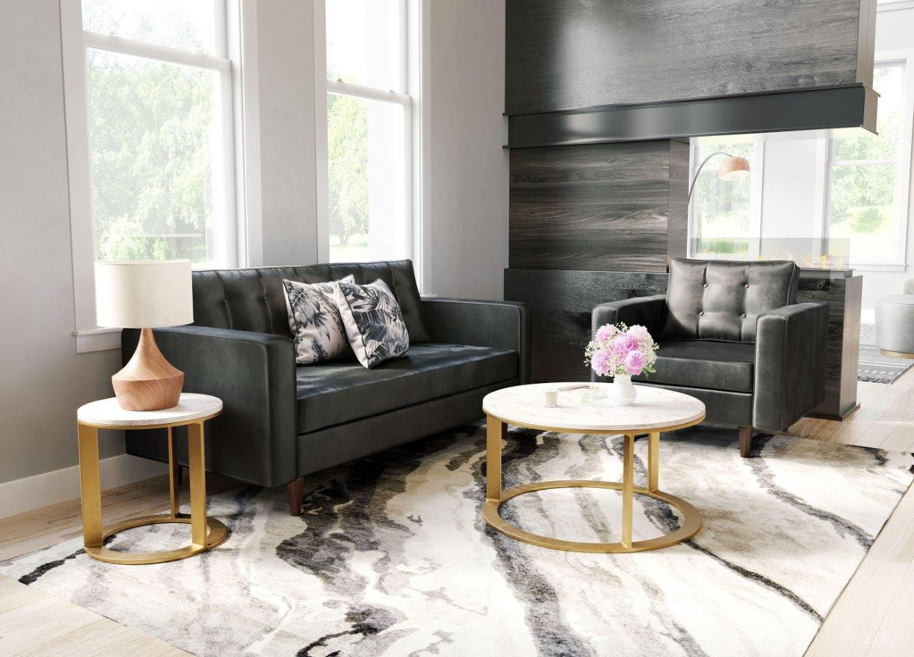 Helena White and Gold Marble Occasional Table Set | 1stopbedrooms