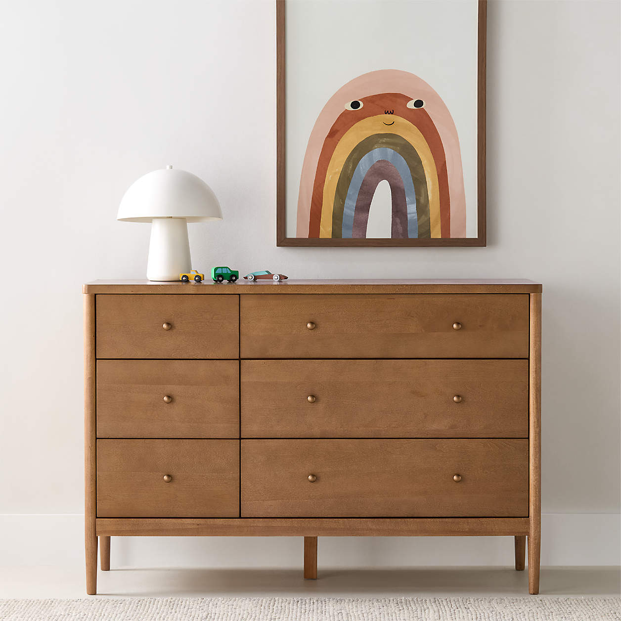 Hampshire 50" Natural Brown Wood 6-Drawer Wide Kids Dresser + Reviews | Crate & Kids | Crate & Barrel