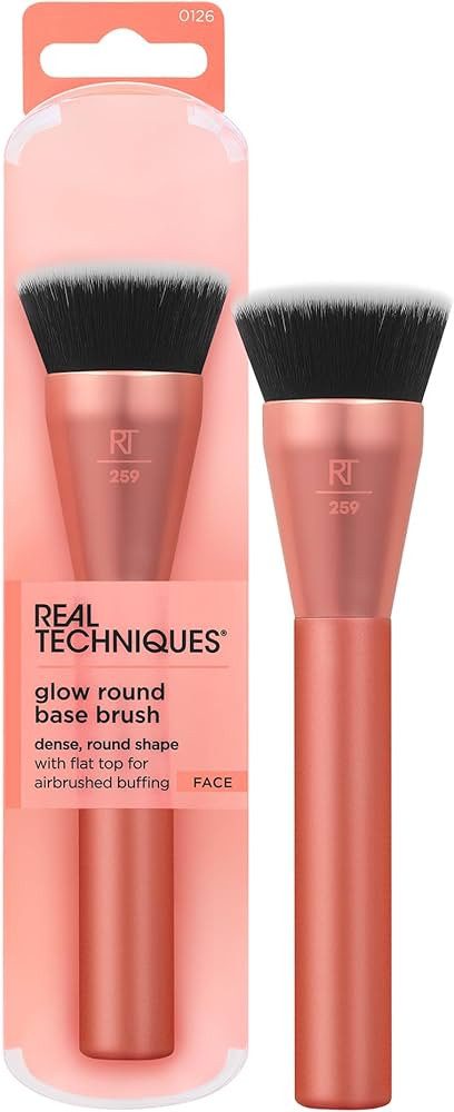 Real Techniques Glow Round Base Makeup Brush, For Liquid & Cream Makeup, Flat Top Foundation Brus... | Amazon (US)