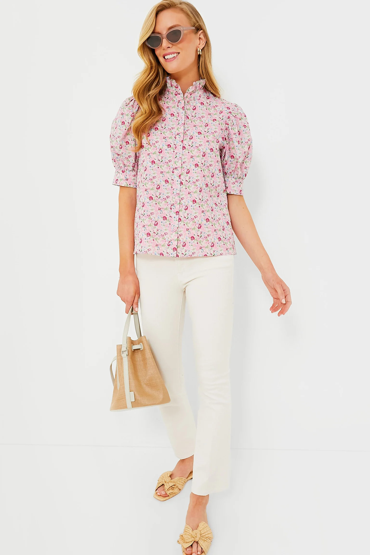 Pink Multi Floral Louisa Blouse | Tuckernuck (US)