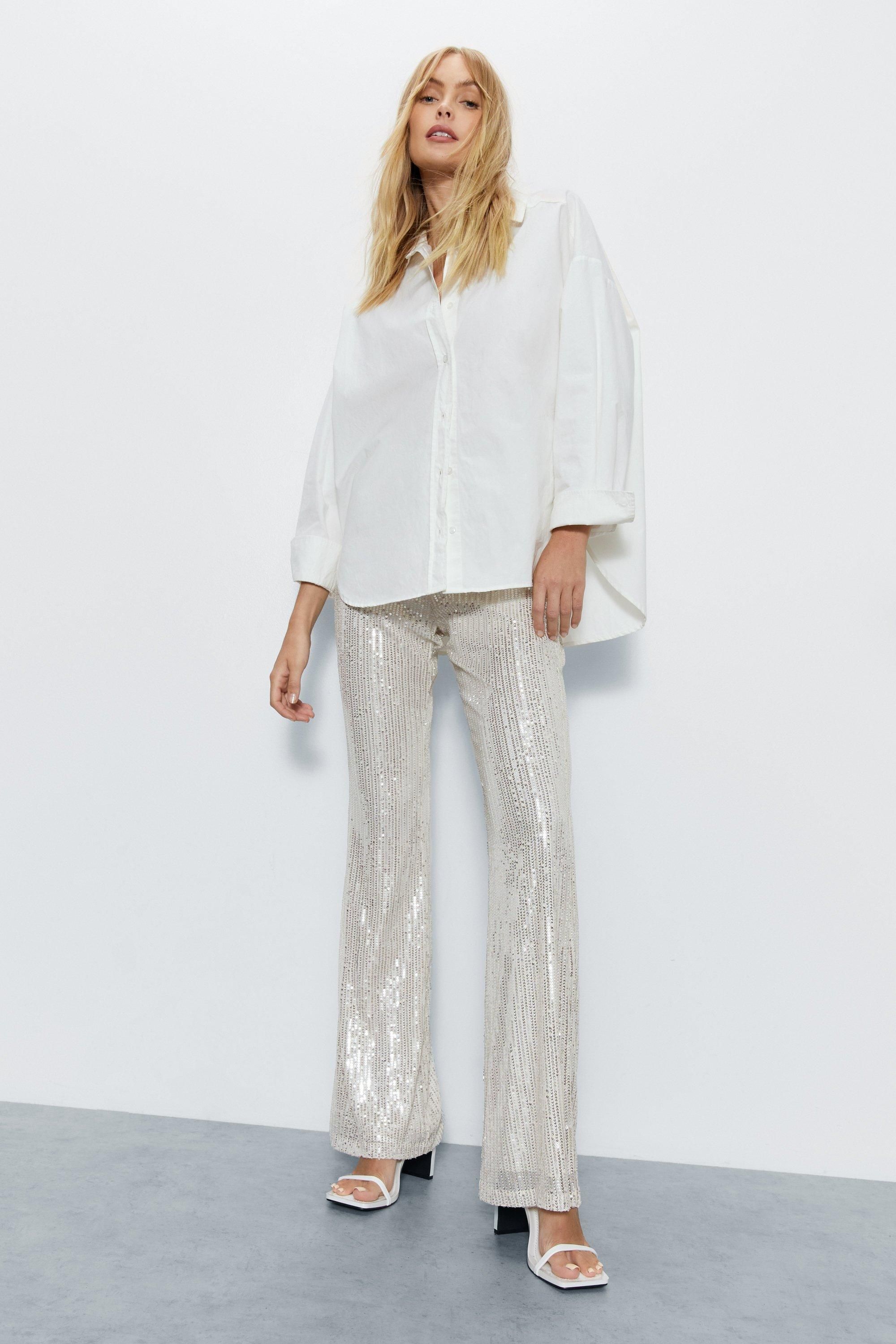Sequin Flared Pants | Warehouse UK & IE