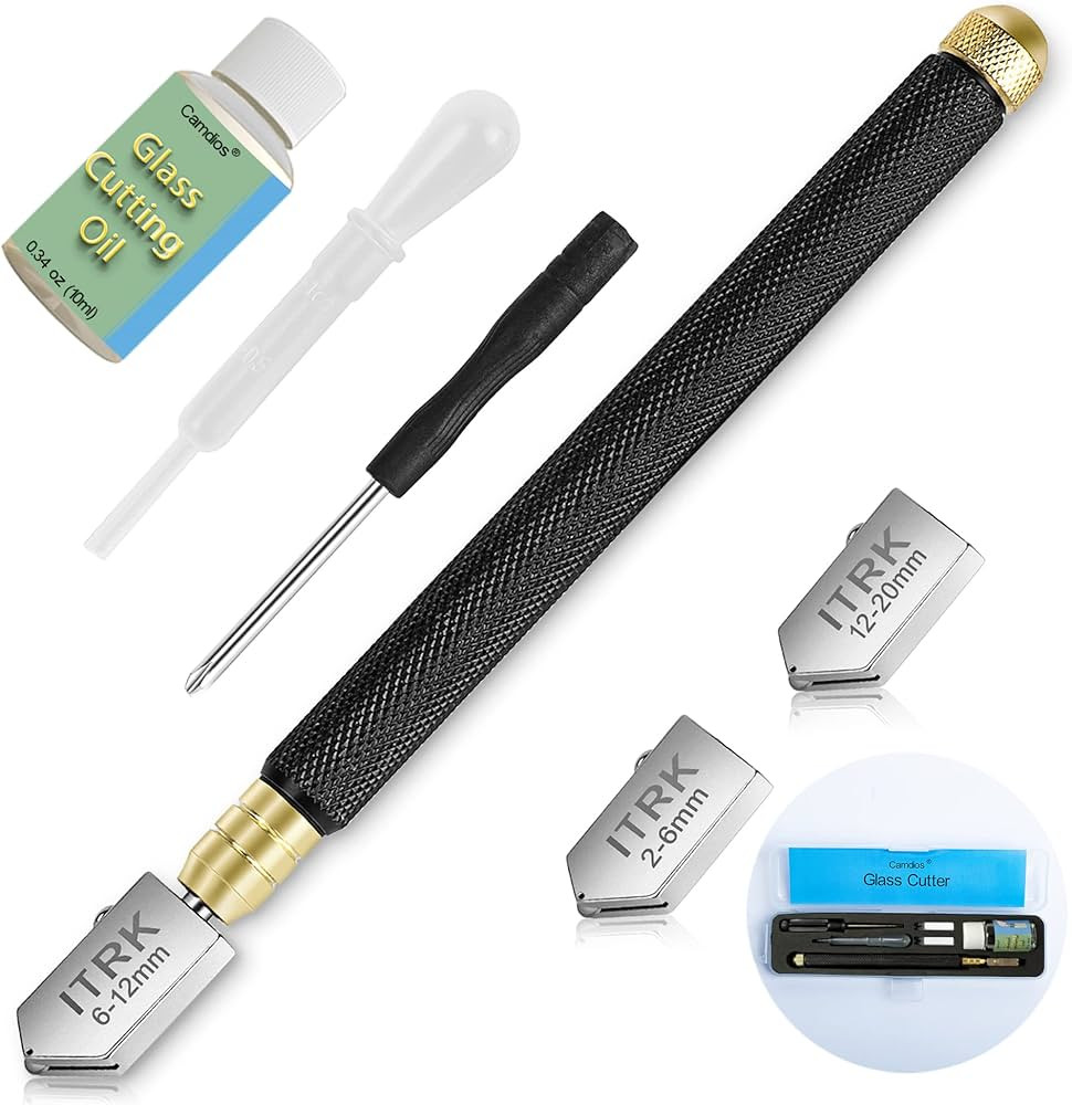 Glass Cutter 2mm-20mm, Upgrade Glass Cutting Tool with Glass Cutting Oil, Pencil Style Oil Feed C... | Amazon (US)
