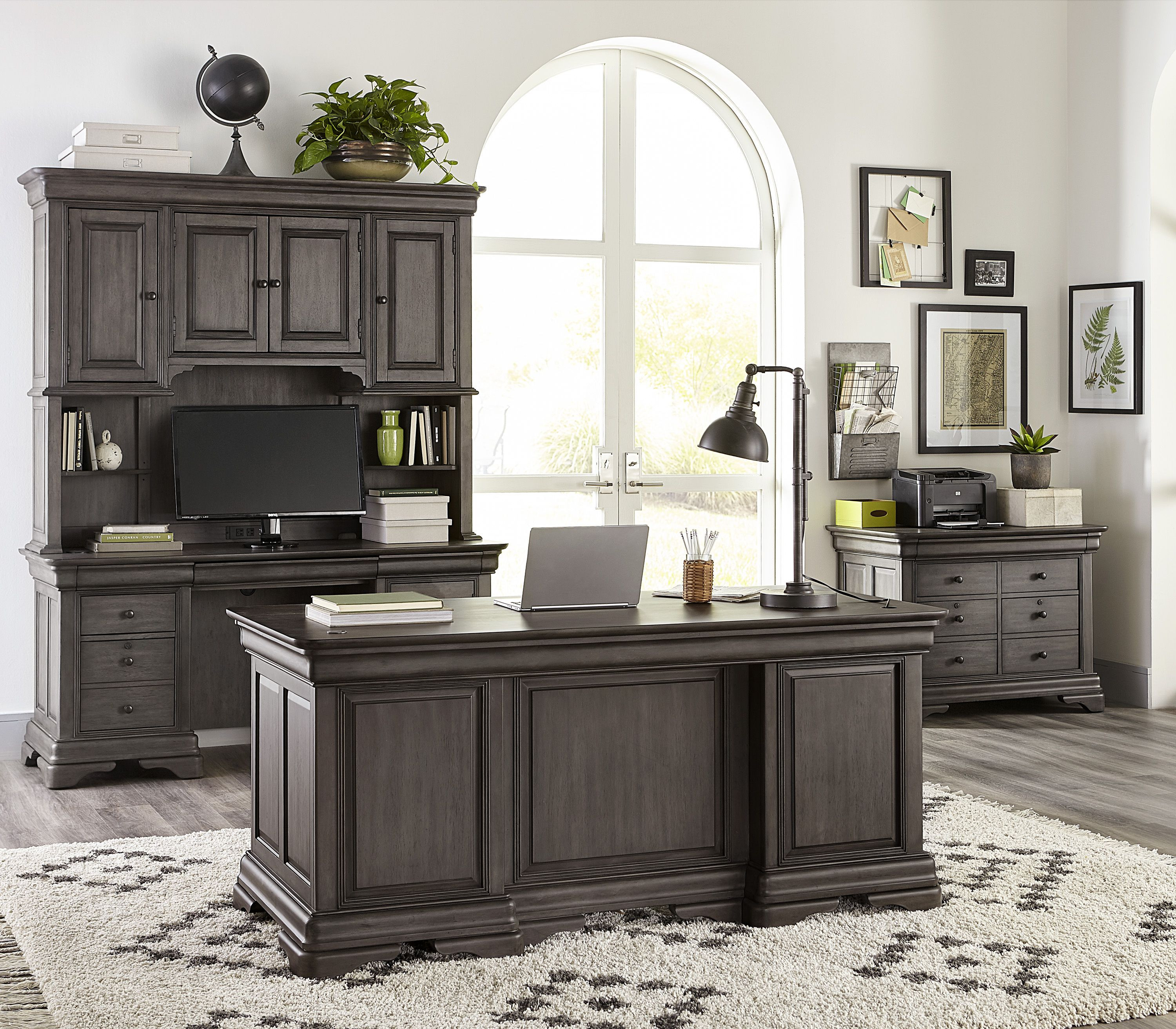 Sinclair Ash Grey 68 Inch Executive Home Office Set | 1stopbedrooms