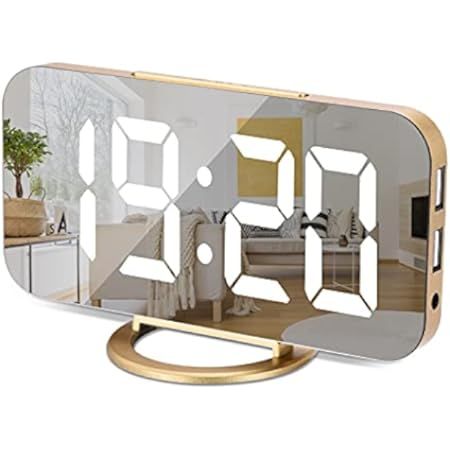 Digital Alarm Clock,LED and Mirror Desk Clock Large Display,with Dual USB Charger Ports,3 Levels Bri | Amazon (US)