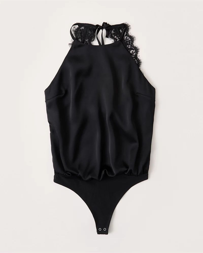 Satin Lace-Back Bodysuit | Abercrombie & Fitch (US)