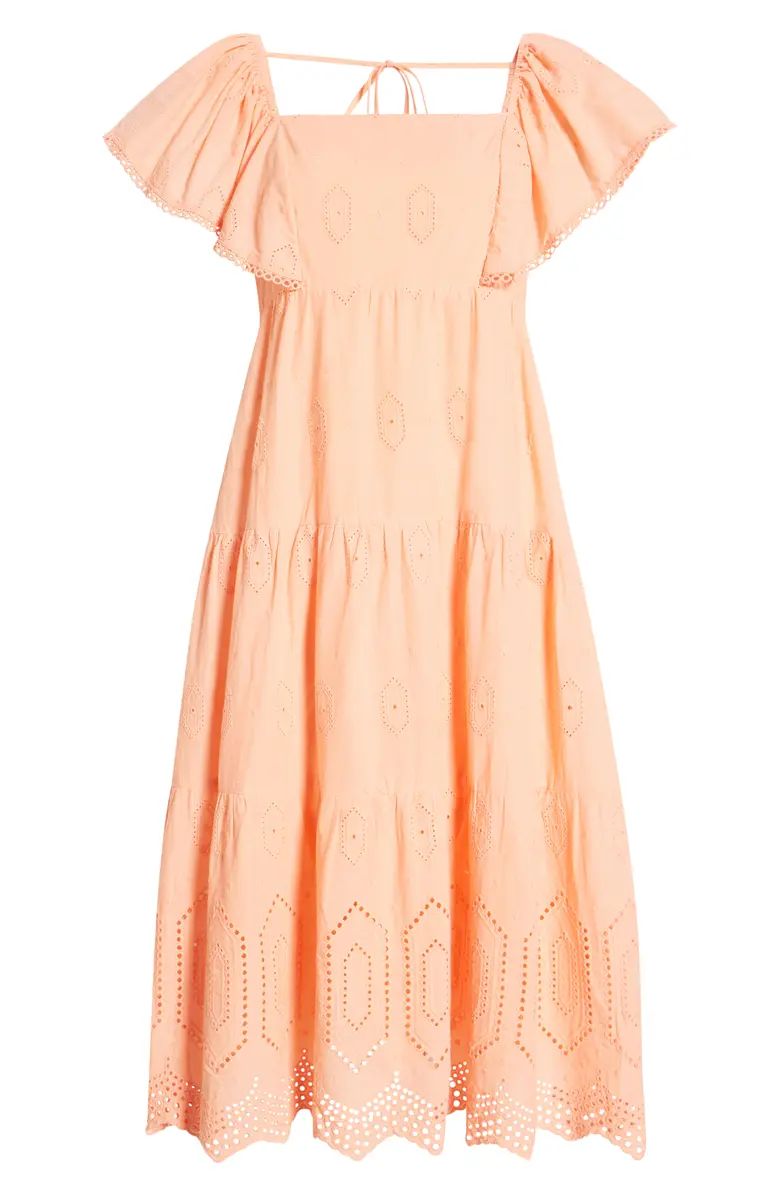 Flutter Sleeve Cotton Midi Dress | Nordstrom