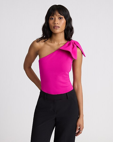 Bow One Shoulder Sleeveless Bodysuit | Express