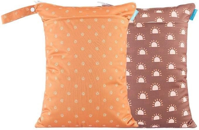 2 pcs/set Wet Dry Bags for Baby Cloth Diapers - Reusable, Washable for Stroller, Diapers, Travel ... | Amazon (US)