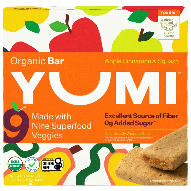 YUMI Organic Apple & Cinnamon Squash Toddler Snack Bars - 3.7oz/5ct | Walmart (US)