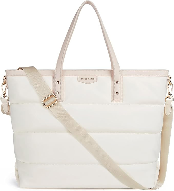 Missnine Laptop Tote Bag for Women 15.6 inch Work Shoulder Bag Lightweight Computer Briefcase Puf... | Amazon (US)