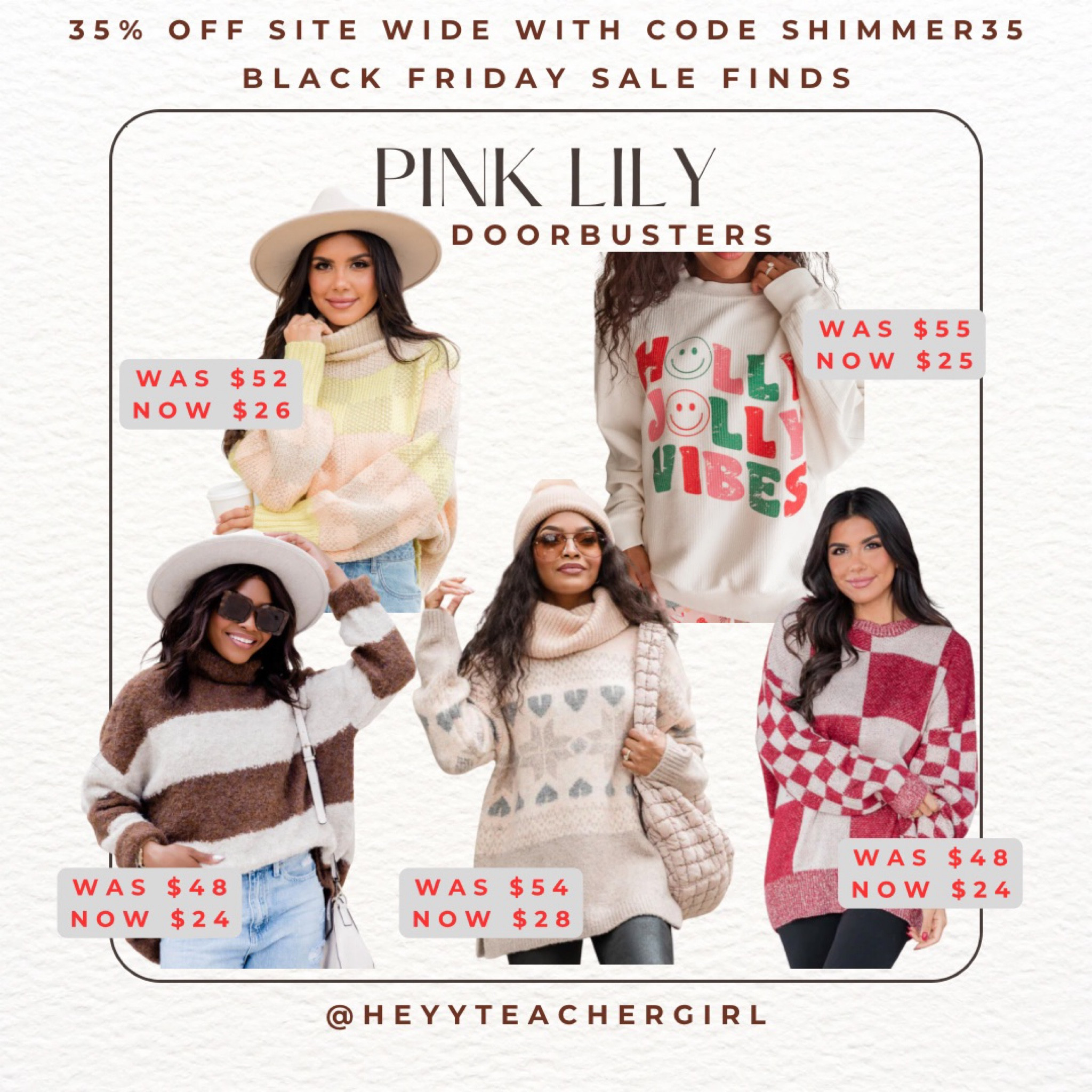 Pink Lily doorbusters!! All almost already half off and you can add code: shimmer35 for 35% off!

#LTKCyberWeek #LTKGiftGuide #LTKsalealert