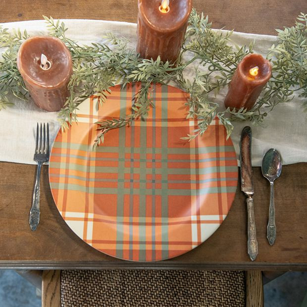 Rustic Harvest Plaid Charger Plate Set of 4 | Antique Farm House