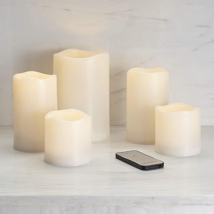 Set of Five Soft Glow Outdoor Flicker Candles | Frontgate | Frontgate