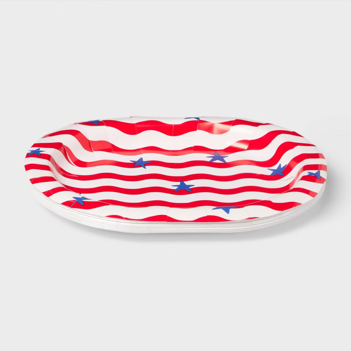 Oval Platter Disposable Plates 12"x9.25" Red White Blue Stars and Stripes - 10ct - Sun Squad™ | Target