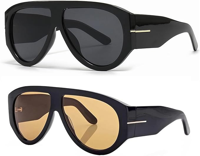 OSAGAMA Trendy Retro Oversized Aviator Sunglasses for Women Men 70s Luxury Designer Thick Classic... | Amazon (US)