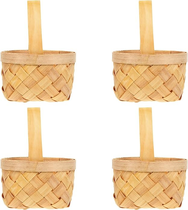 DOITOOL Hand-Woven Basket Small Wood Chip Flower Basket for Wedding Party Favors Home Decor Stora... | Amazon (US)