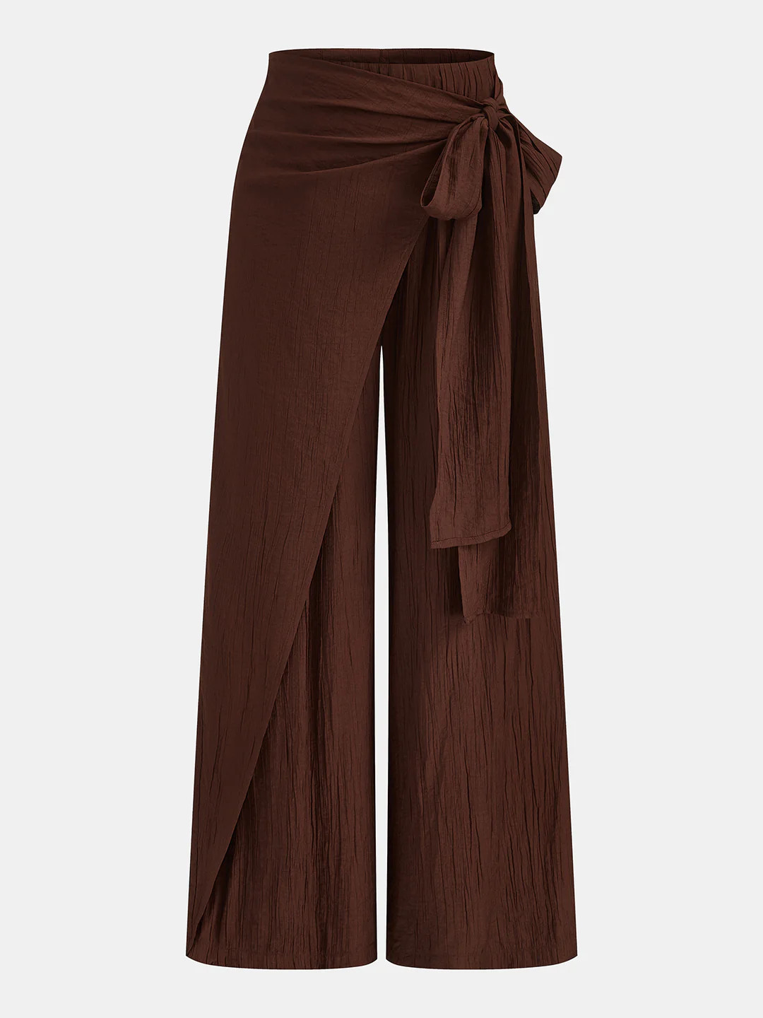 Wrap Tie Crinkle Wide Leg Pants | Commense