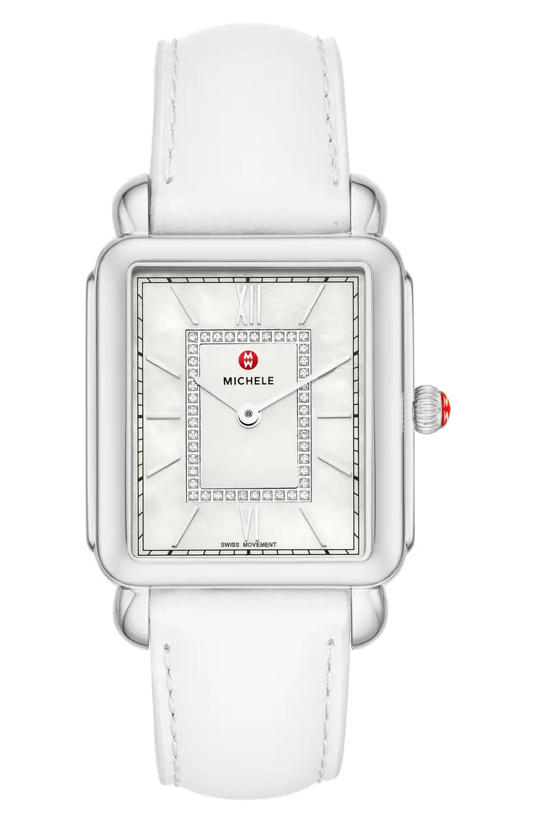 Deco II Diamond Leather Strap Watch, 30mm - 0.11ct. | Nordstrom Rack