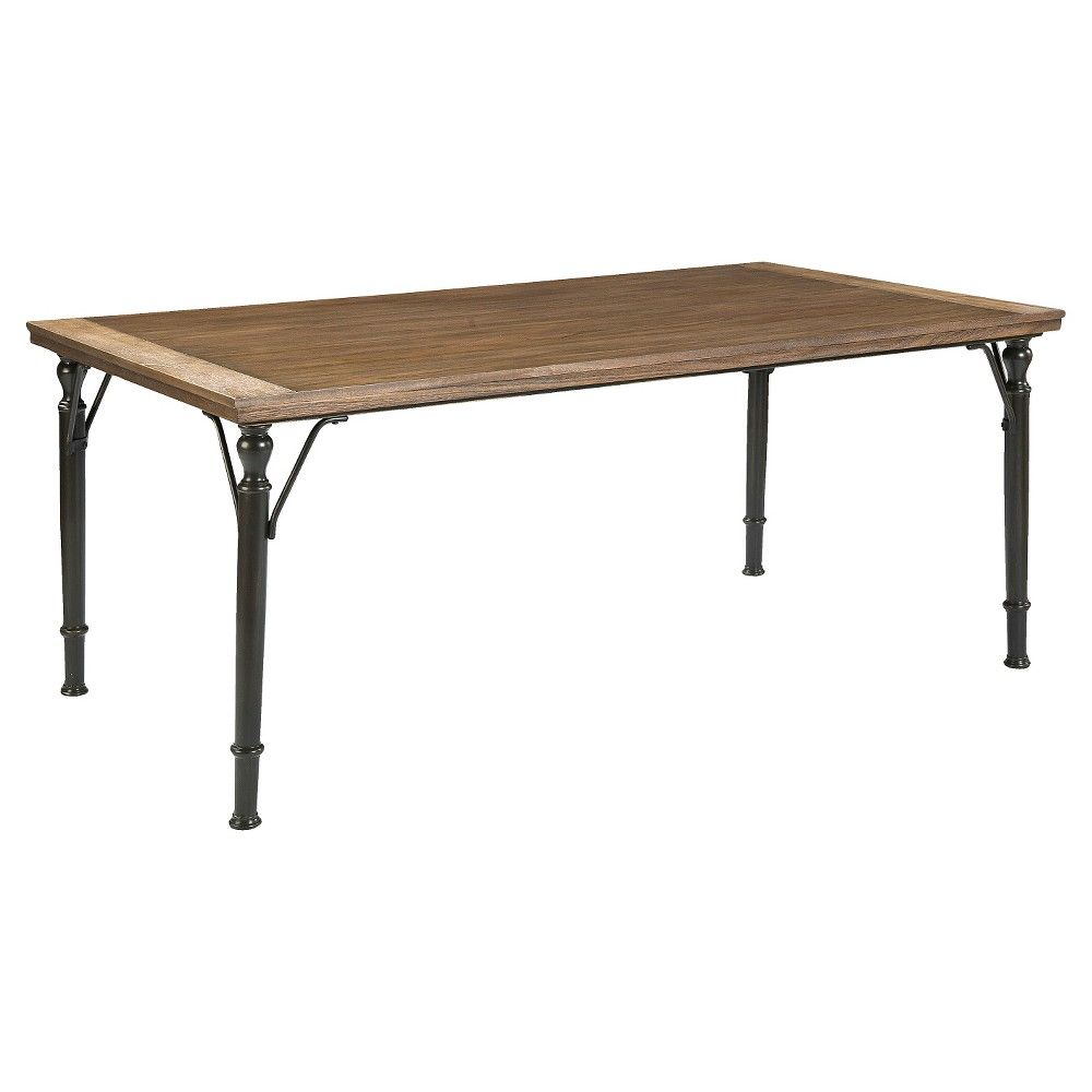 Tripton Rectangular Dining Room Table Metal/Medium Brown - Signature Design by Ashley, Antique Wood | Target