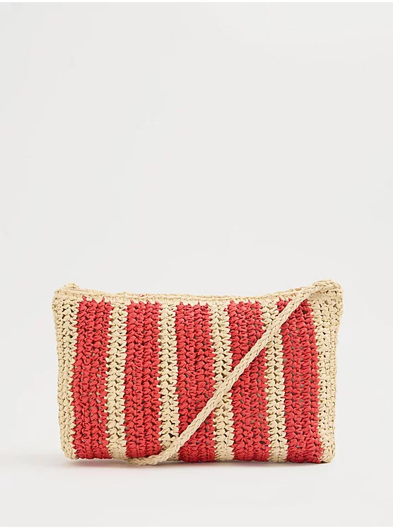 Striped Woven Straw Cross Body Bag | George
