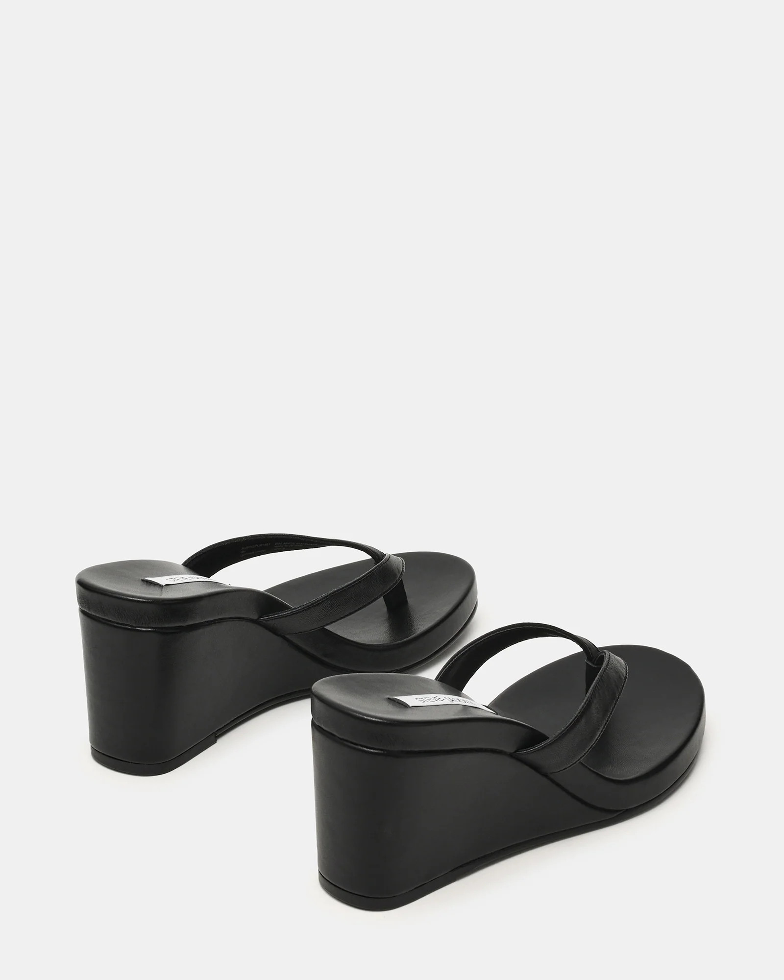 PLAYING Black Leather Thong Wedge Women's Sandal | Steve Madden (US)