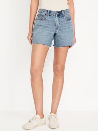 Mid-Rise Boyfriend Cut-Off Jean Shorts -- 5-inch inseam | Old Navy (US)
