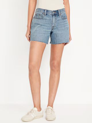 Mid-Rise Boyfriend Cut-Off Jean Shorts -- 5-inch inseam | Old Navy (US)