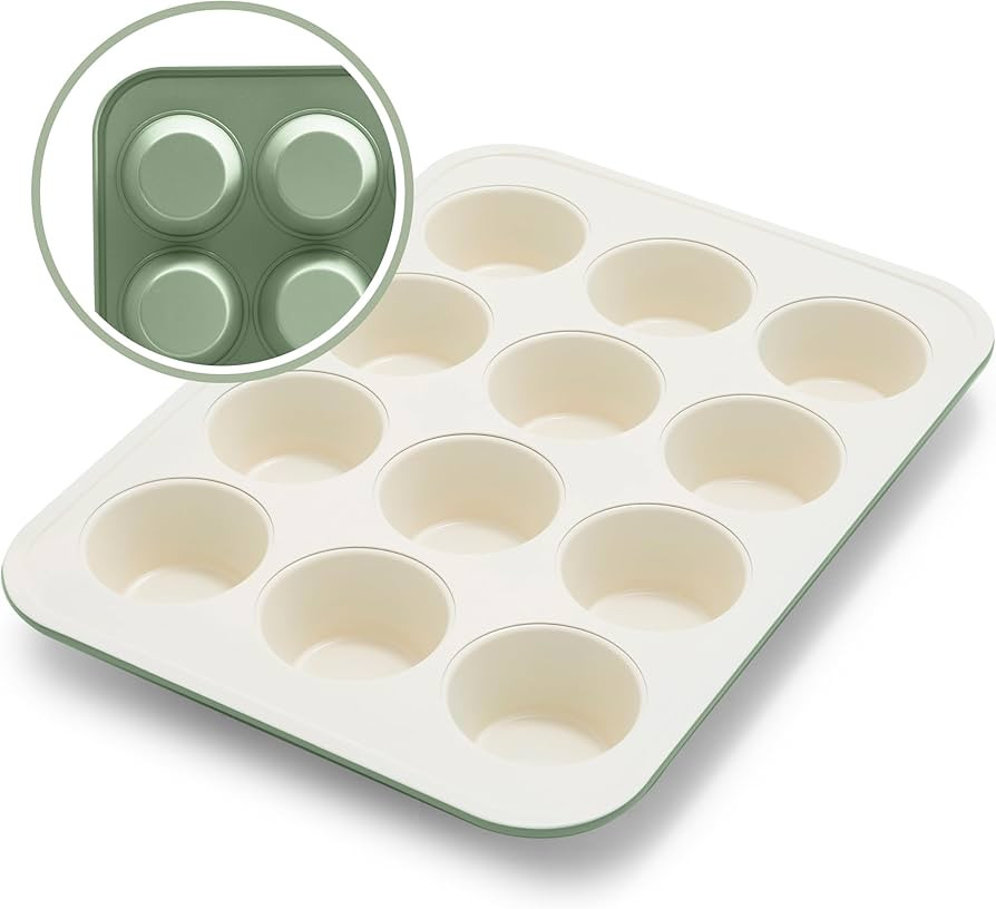 GreenLife 12-Cup Muffin Pan, Healthy Ceramic Nonstick Bakeware, PFOA & PFAS-Free Cupcake Tray, Du... | Amazon (US)